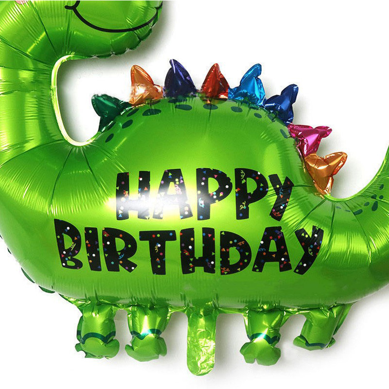 بادکنک فویلی لاکی بالونز مدل دایناسور کلاه دار طرح Happy Birthday کد 1218