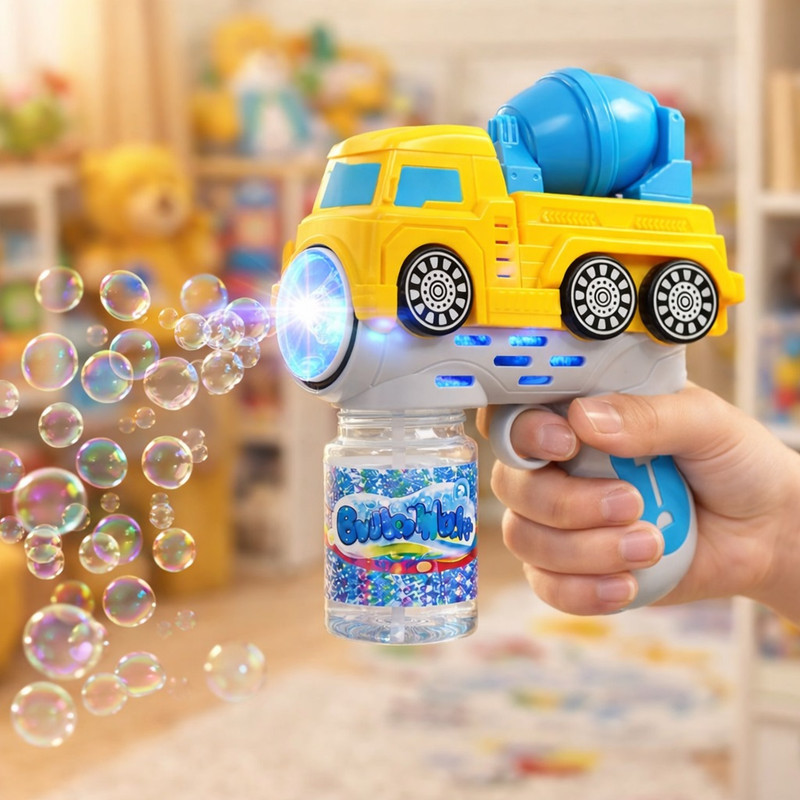 حباب ساز مدل تفنگی چراغدار طرح کامیون میکسر کد BUBBLE GUN TRUCK TRB