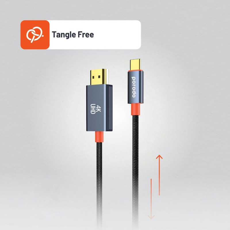کابل تبدیل HDMI به USB-C پرودو مدل Woven Braided طول 2 متر