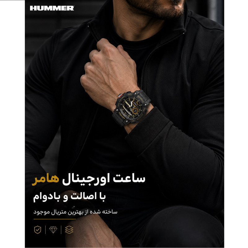 ساعت مچی عقربه‌ای و دیجیتال مردانه هامر مدل دوزمانه کرونوگراف موتور ژاپن 1440HM-C4