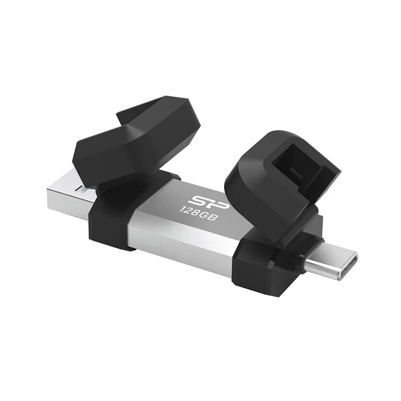 فلش مموری OTG سیلیکون پاور مدل C51 ظرفیت 128 گیگابایت با رابط USB3.2 Type-A و Type-C، مقاوم در برابر ضربه، شوک و گرد و غبار، مناسب تلفن همراه و لپ‌تاپ
