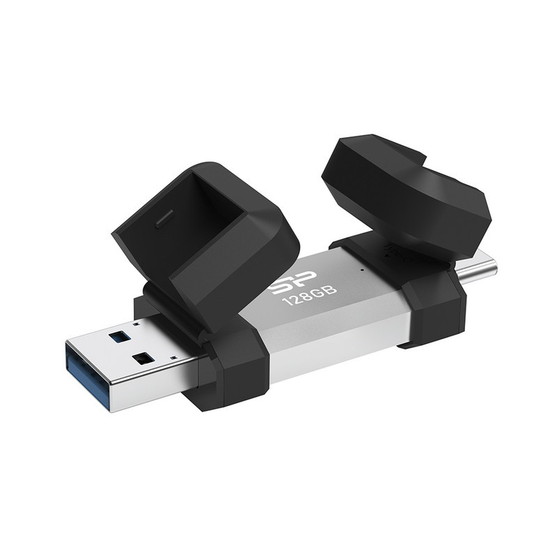 فلش مموری OTG سیلیکون پاور مدل C51 ظرفیت 128 گیگابایت با رابط USB3.2 Type-A و Type-C، مقاوم در برابر ضربه، شوک و گرد و غبار، مناسب تلفن همراه و لپ‌تاپ