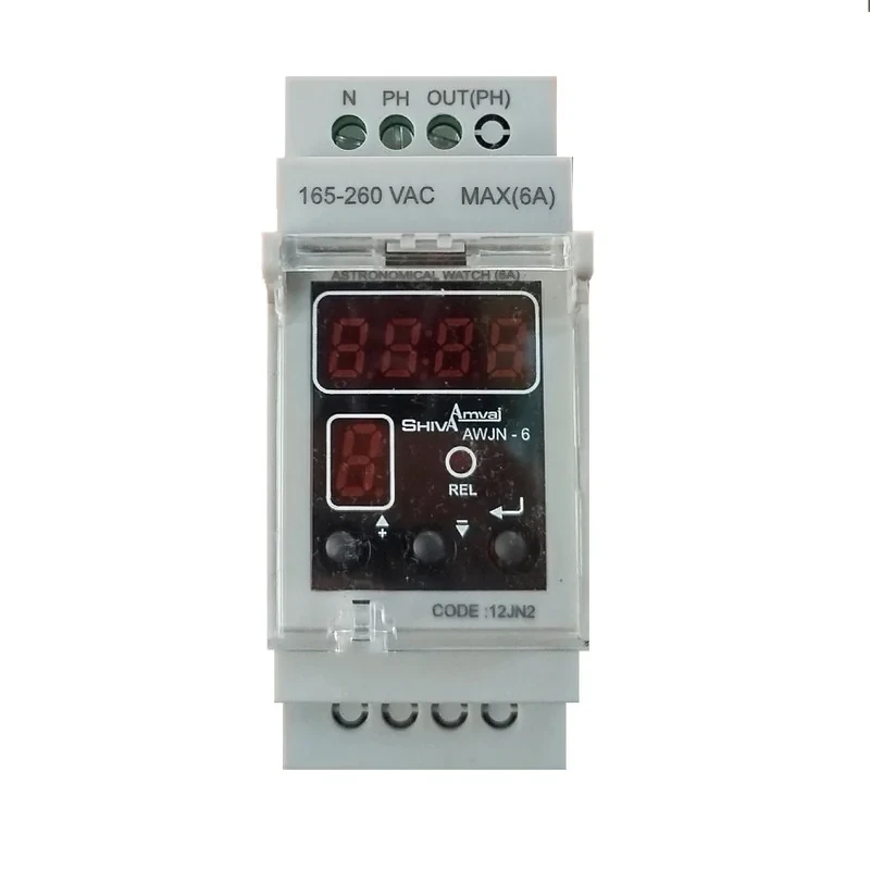 رله شیوا امواج مدل ساعت نجومی 6 آمپر سری N شیوا امواج کد AWJN-612JN2 بسته دو عددی