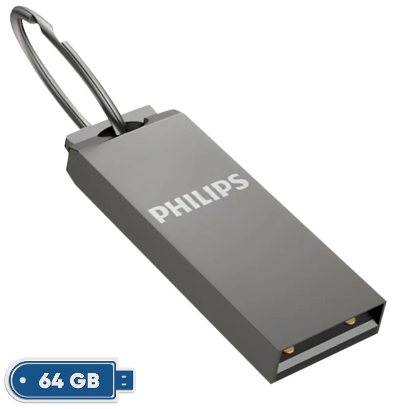 فلش مموری 64 گیگابایت فیلیپس مدل FM21UA-B با رابط USB 2.0، سرعت خواندن 30 و نوشتن 15 مگابایت بر ثانیه، سازگار با ویندوز، مک و لینوکس، بدنه ضد خش و ضد اثر انگشت
