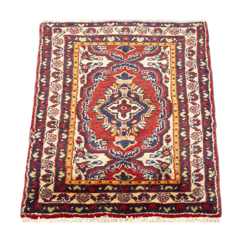 فرش دستبافت 0,35 متری مدل همدان کد 45P7013 زمینه لاکی
