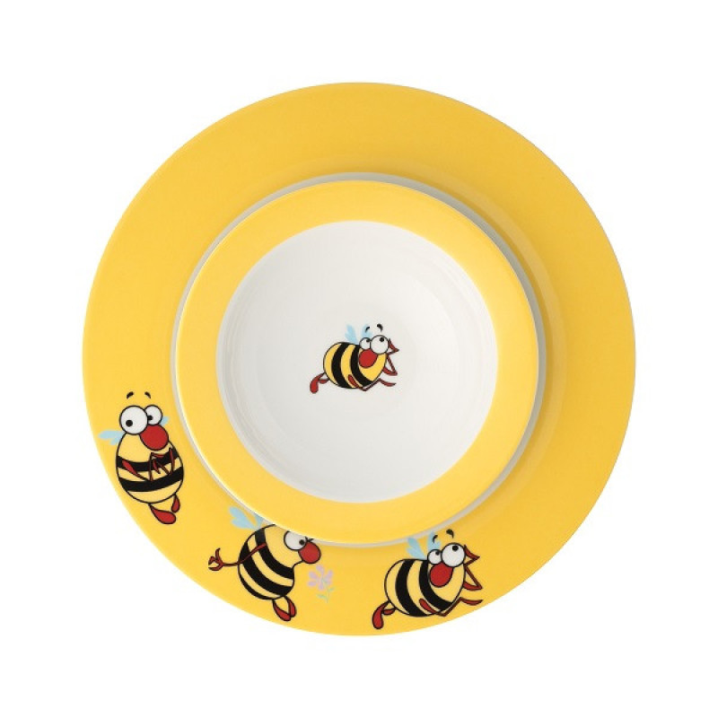 سرویس غذاخوری 5 پارچه کودک چینی زرین ایران مدل ایتالیا اف بامبل بی با لیوان درجه عالی