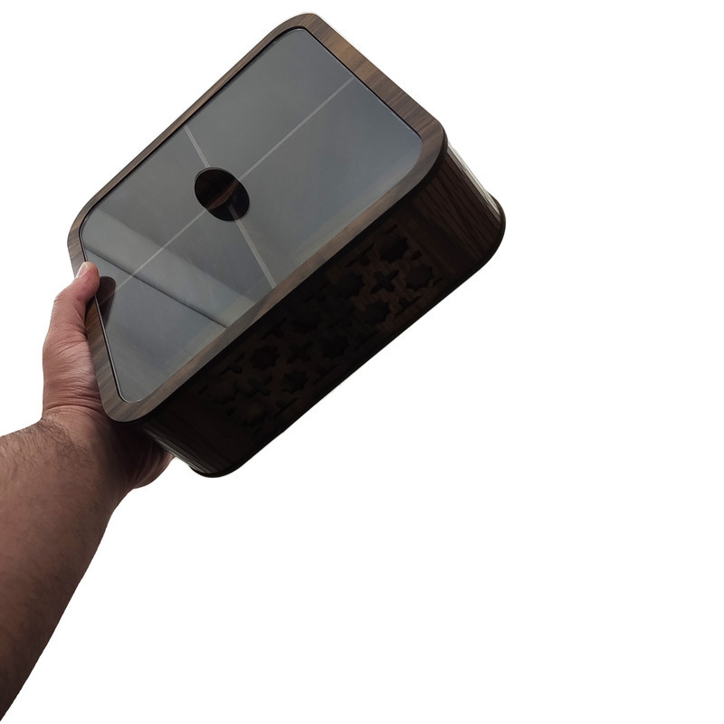 جعبه پذیرایی مدل LZ-1 با بدنه MDF و در پلکسی، مناسب نگهداری آجیل، دمنوش و شکلات، مقاوم در برابر نفوذ گرد و غبار