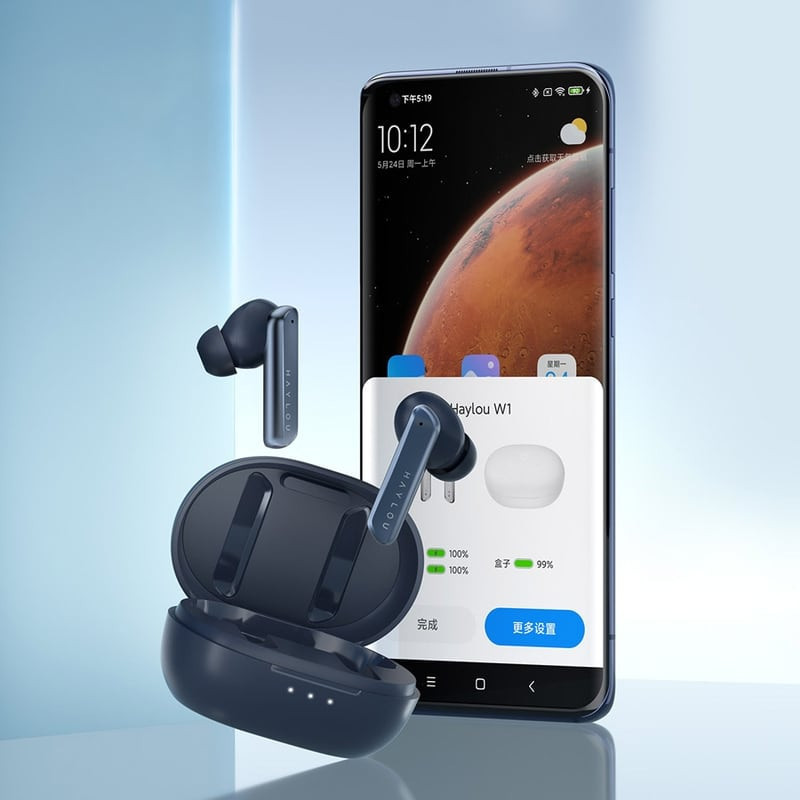 هدفون بلوتوثی هایلو مدل W1 با نویز کنسلینگ میکروفون، درگاه شارژ USB Type-C، دارای 4 میکروفون، پشتیبانی از فرمان لمسی، مقاومت در برابر رطوبت و عرق