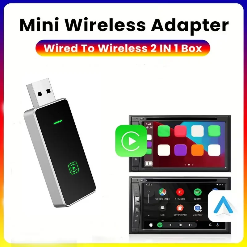 کارپلی و اندروید اتو مدل Wireless P7794 CarplayAndroid Auto به همراه مبدل USB به USB-C