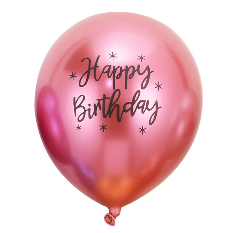 بادکنک لاتکس مدل کروم طرح happy brithday بسته 10 عددی
