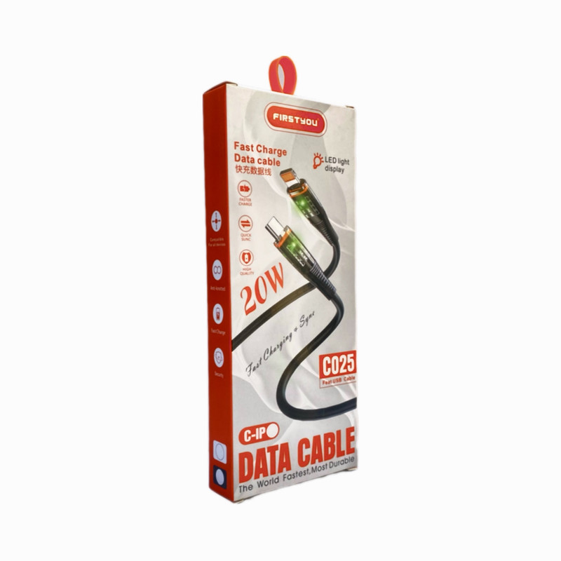کابل تبدیل UsB-C به لایتنینگ فرست یو مدل Co25-LED طول 1 متر