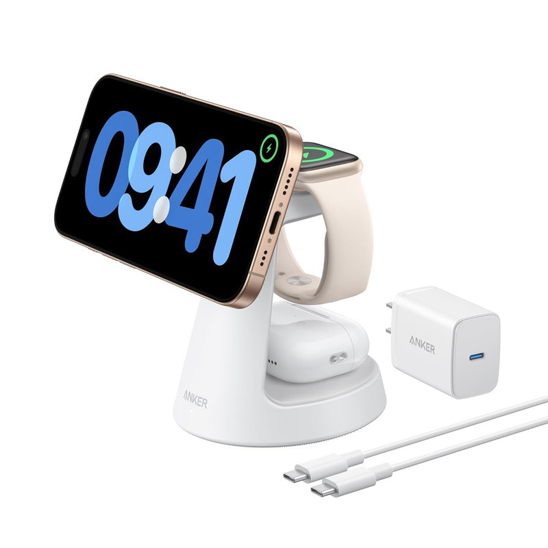 شارژر بی سیم 15 وات انکر مدل MagGo 3in1 A25M4