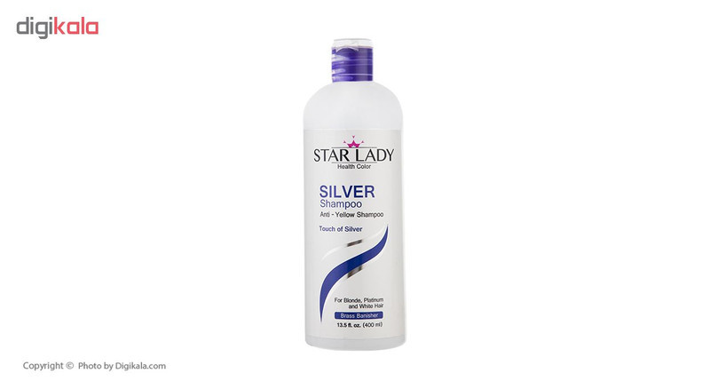شامپو ضد زردی استار لیدی مخصوص موهای رنگ شده، حجم 400 میلی‌لیتر مدل Silver، افزایش درخشندگی مو