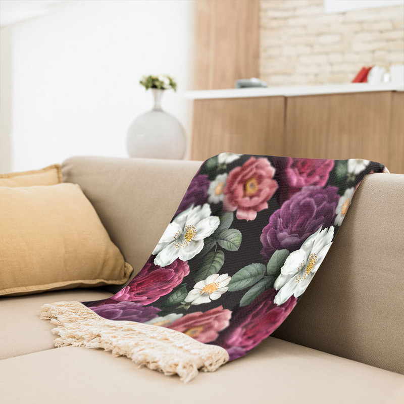 شال مبل مدل گلدار لاکچری کد F2SH1045 سایز 180x98 سانتی متر