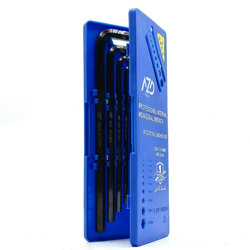 آچار آلن بلند ای زد دی مدل جعبه دار کد CR-V-9PCS مجموعه 9 عددی