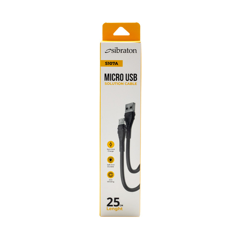 کابل تبدیل USB به microUSB سیبراتون مدل S107A طول 0.25 متر