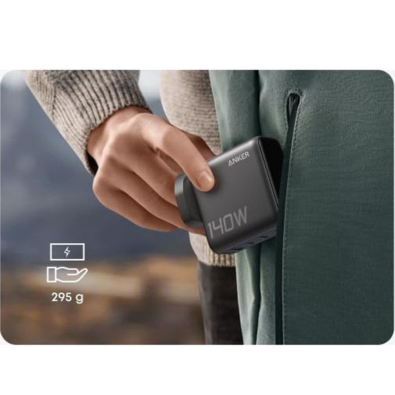 شارژر دیواری 140 وات 4 پورت انکر مدل B0DPKP7RD8 به همراه کابل USB-C به طول 1.5 متر