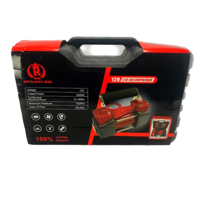 کمپرسور باد فندکی رویال مکس کد CAR AIR COMPRESSOR مجموعه 16عددی
