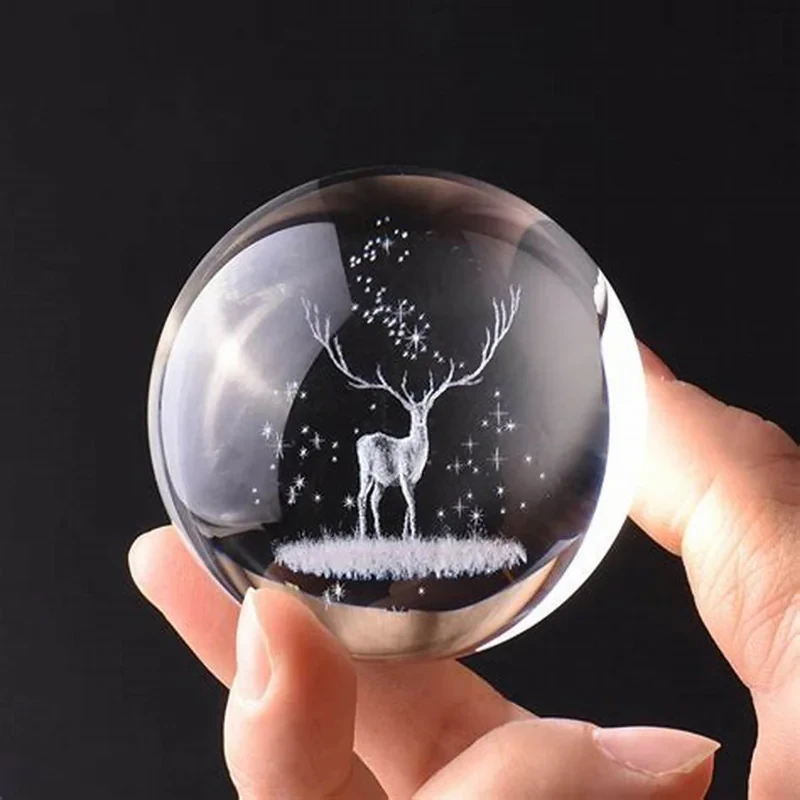 چراغ خواب مدل گوی شیشه ای 3D طرح گوزن