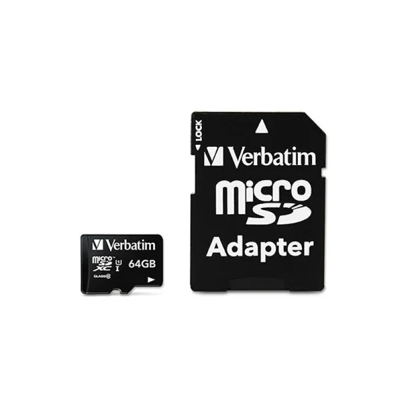 کارت حافظه Micro SDXC ورباتیم مدل Premium کلاس 10 UHS-I سرعت 90MBS ظرفیت 64 گیگابایت به همراه آداپتور
