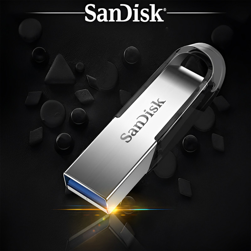 فلش مموری سن دیسک مدل Ultra Flair CZ73 ظرفیت 16 گیگابایت با بدنه فلزی، پورت USB 3.0، سازگار با USB 2.0 و قابلیت رمزگذاری فایل‌ها