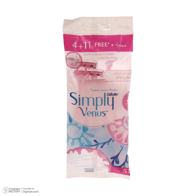 خود تراش ژیلت مدل Simply venus بسته 5 عددی