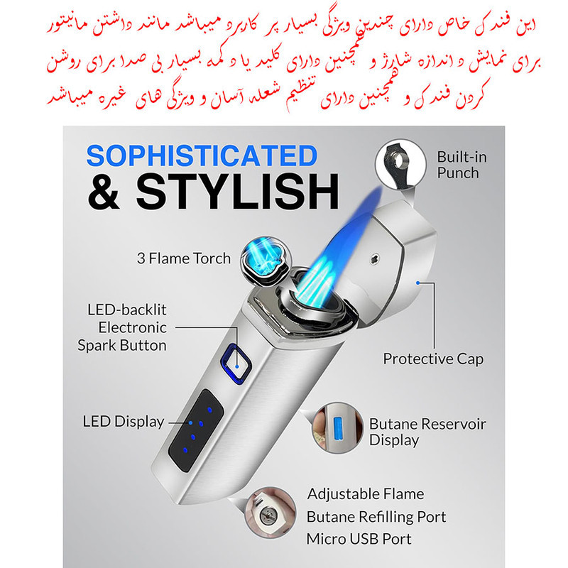 فندک مدل اتمی سه شعله طرح مانیتور دار کلیکی