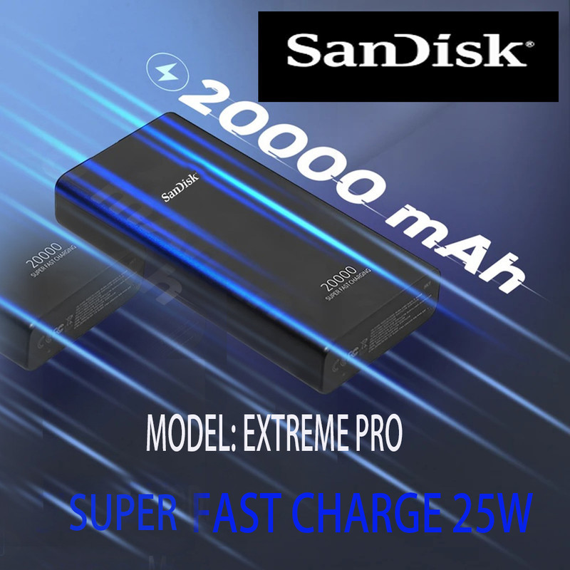 پاوربانک 25 وات سن دیسک مدل EXTREME PRO Super Fast ظرفیت 20000 میلی آمپر