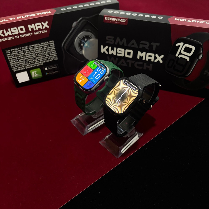 ساعت هوشمند 45 میلی متری مدل KW90 MAX با بند سیلیکونی