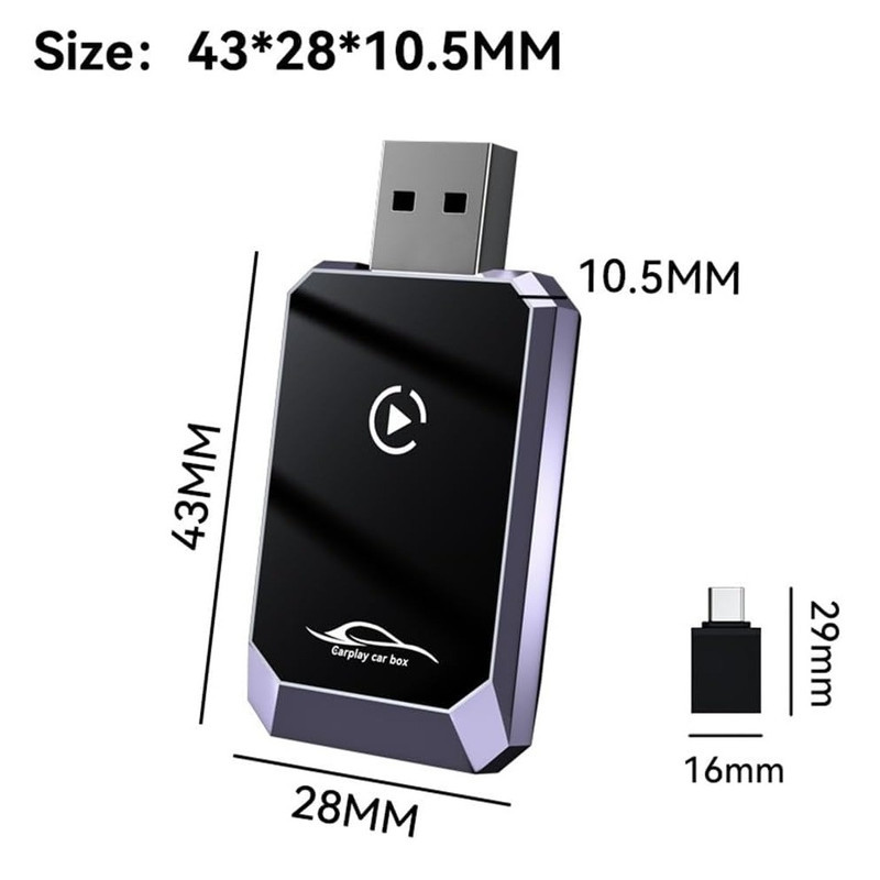 کارپلی و اندروید اتو مدل Wireless CarPlayAndroid Auto Q1Y به همراه مبدل USB به USB-C
