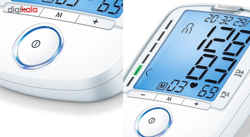 فشارسنج بازویی بیورر مدل BM47 با 120 حافظه برای 4 کاربر، نمایشگر LCD بزرگ، تشخیص آریتمی و ضربان نامنظم، هشدار خطای محاسباتی و خاموشی خودکار