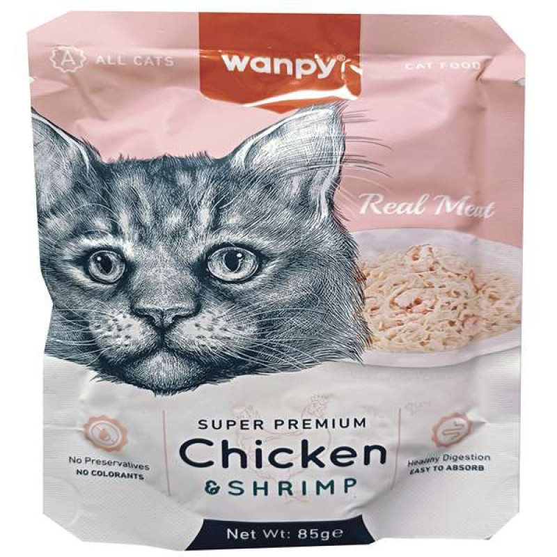 پوچ گربه ونپی مدل سفارش اروپا با طعم مرغ و میگو وزن 85 گرم