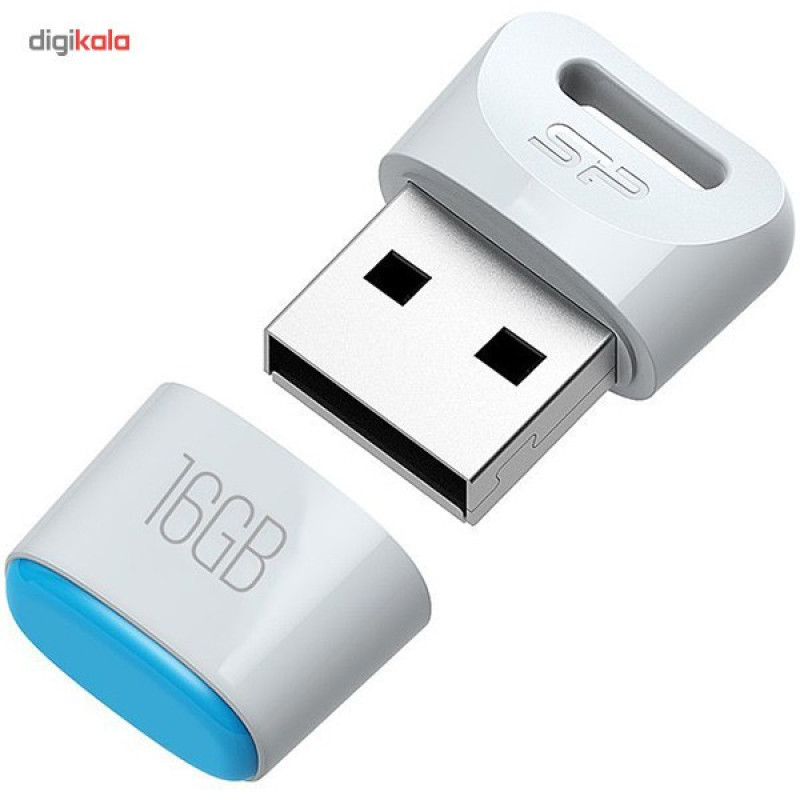 فلش مموری سیلیکون پاور مدل Touch T06 ظرفیت 16 گیگابایت، رابط USB2.0، مقاوم در برابر آب، گردوغبار و شوک، ابعاد کوچک و وزن 3.6 گرم، سازگار با ویندوز، مک و لینوکس