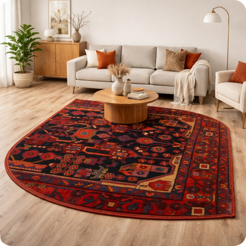 کلاژ فرش دستباف 1.5 متری کارپینوس مدل آنتیک طرح نهاوند