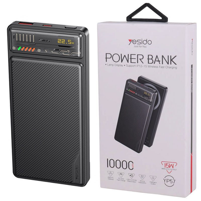 پاوربانک وایرلس یسیدو مدل YP57 ظرفیت 10000 میلی آمپر ساعت