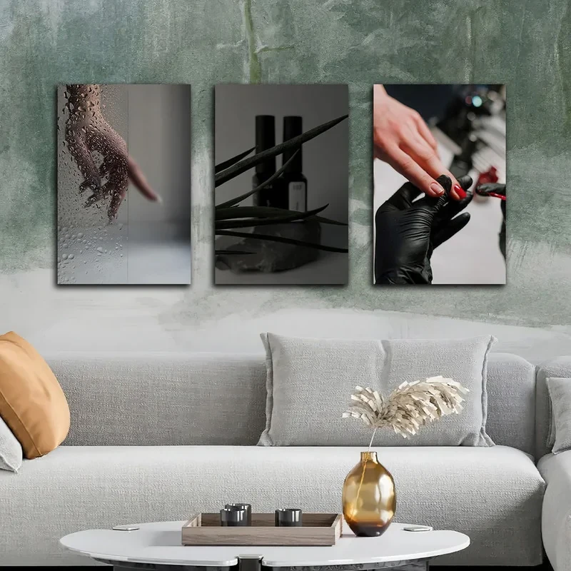 تابلو شاسی بکلیت طرح کاشت ناخن و لاک ناخن مدل SH-2702 مجموعه 3 عددی