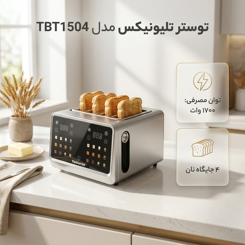 توستر ۴ اسلایس تلیونیکس مدل TBT1504