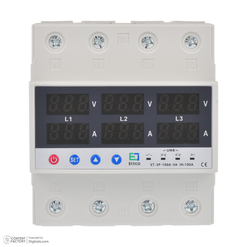 محافظ ولتاژ و جریان سه فاز 100 آمپر اتکو مدل ET-3P-100A-VA
