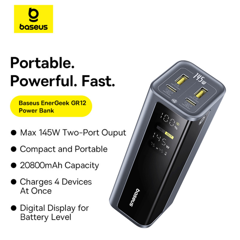 پاوربانک بیسوس مدل EnterGeek GP12 145w ظرفیت 20800 میلی آمپر ساعت