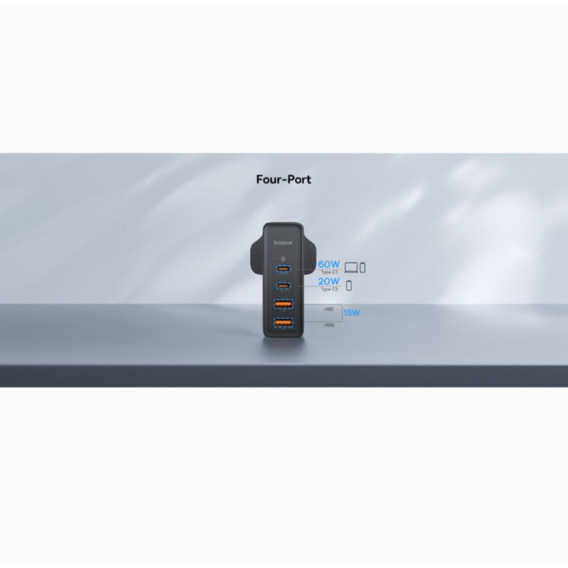 شارژر دیواری 100 وات بیسوس مدل GAN5 PRO 100W به همراه کابل USB-C