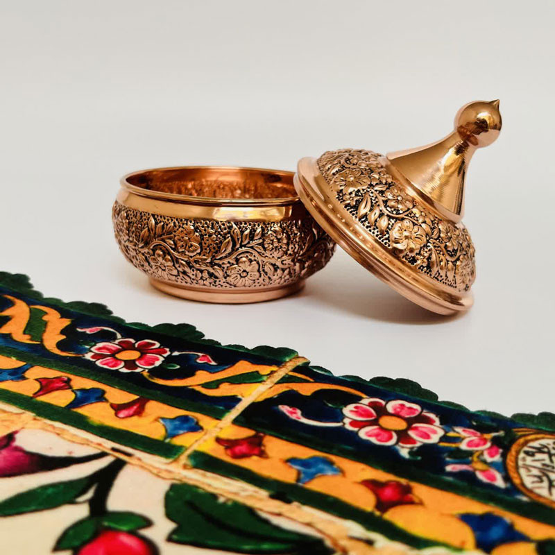 قندان مسی مدل قلم زنی کد ZH418.1