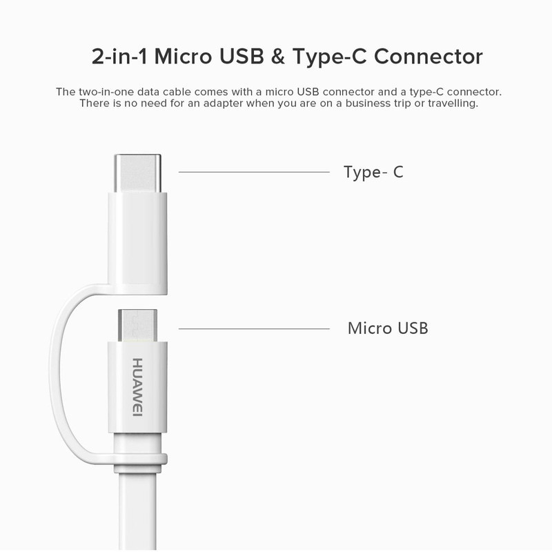 کابل تبدیل USB به USB-C  MicroUSB هوآوی مدل AP55S  طول 1.5 متر