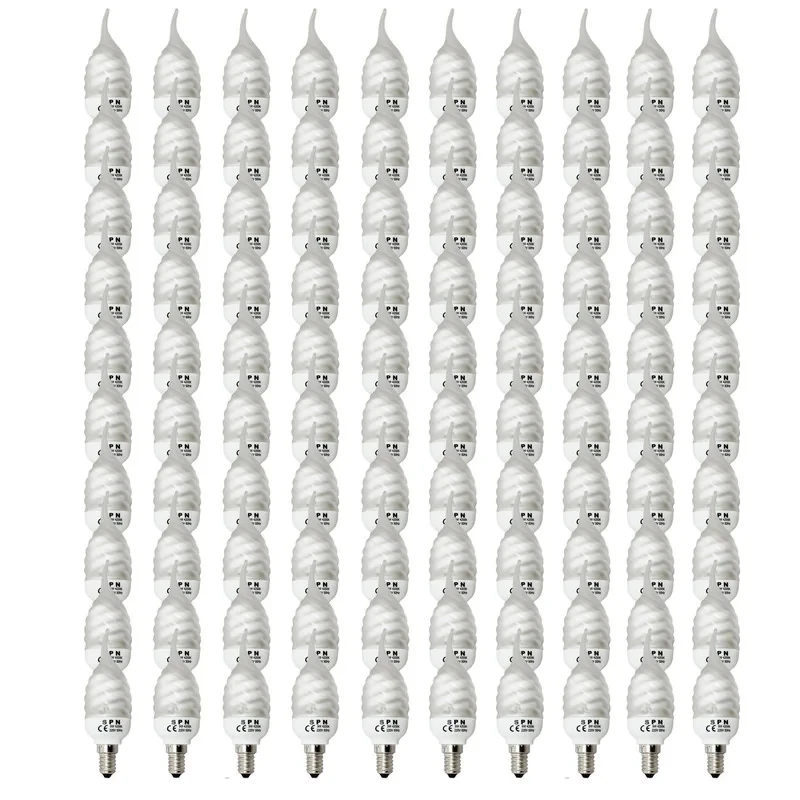 لامپ کم‌مصرف 9 وات اس پی ان مدل torch light پایه E14 بسته 100 عددی