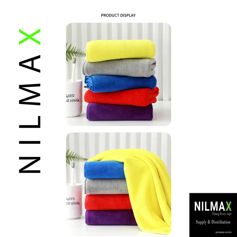 دستمال نظافت خانه و آشپزخانه میکروفایبر، حوله‌ای نیلمکس مدل  NILMAX H005  بسته 3 عددی