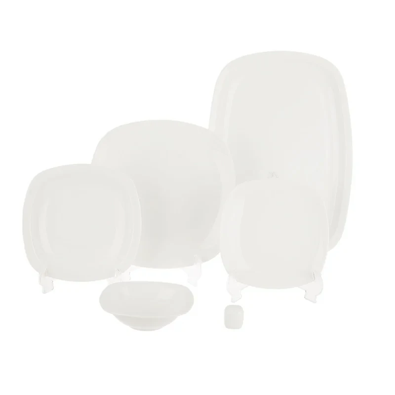 سرویس 27 پارچه چینی زرین ایران سری کواترو مدل White درجه سه