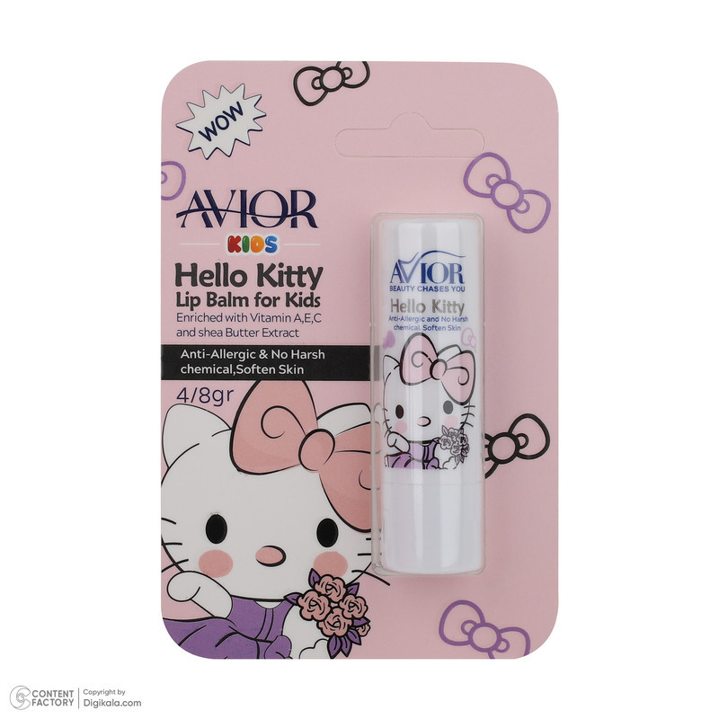 اسپری بدن کودک اویور مدل hello kitty حجم 130 میلی‌لیتر با رایحه گرم مناسب زمستان به همراه بادی اسپلش اویور مدل hello kitty حجم 60 میلی‌لیتر و بالم لب اویور مدل hello kitty  با وزن 2.8 گرم