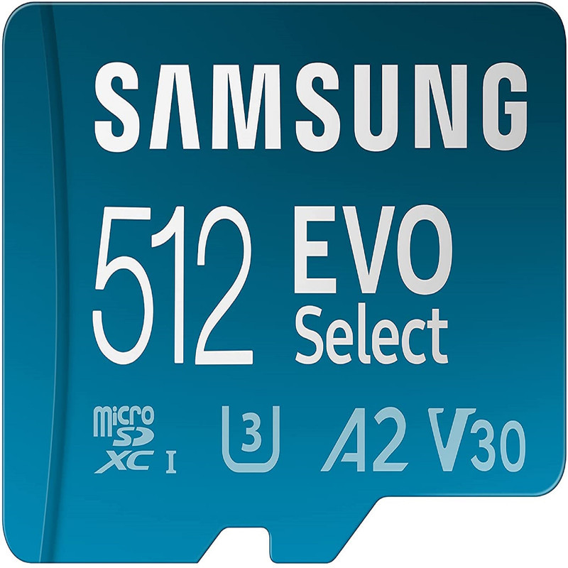 کارت حافظه microSDXC سامسونگ مدل Evo SELECT A2 V30 کلاس 10 استاندارد UHS-I U3 سرعت 130MBps ظرفیت 512 گیگابایت به همراه آداپتور SD