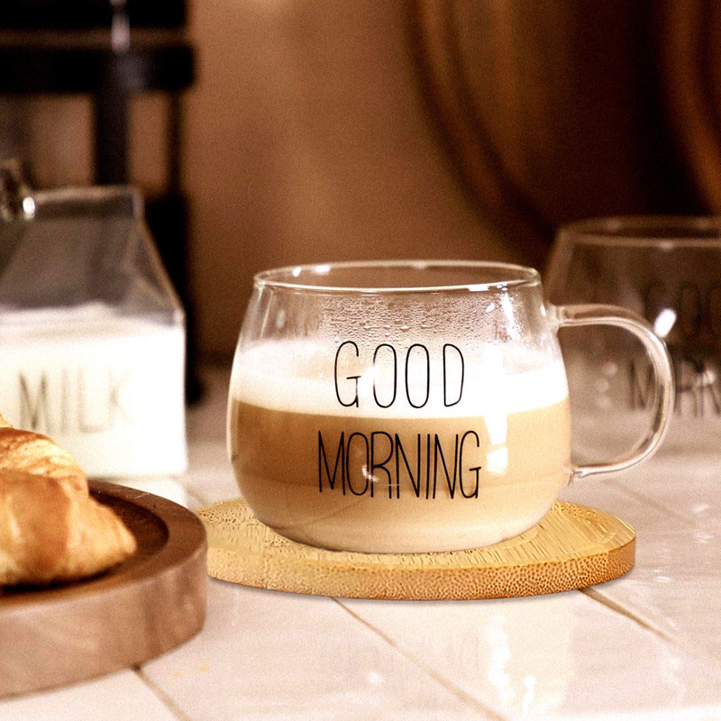 لیوان مدل GOOD MORNING  به همراه زیر لیوانی