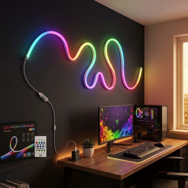 ریسه نئون فلکسی مدل LED-NEON-RGB-IC برنامه پذیر 5 متری