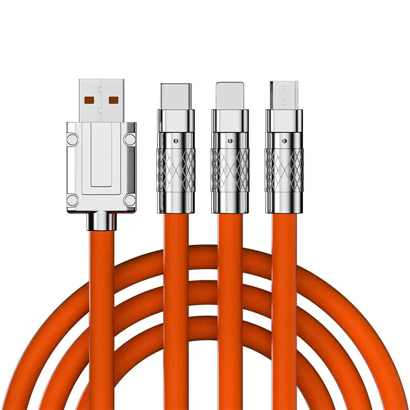 کابل تبدیل USB به micro USB  لایتنینگ  USB-C پسنجر لاین مدل 3in1 ZINC ALLOY 120W طول 1.2 متر
